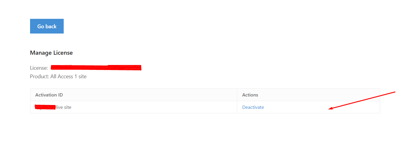 manually deactivating managelicense