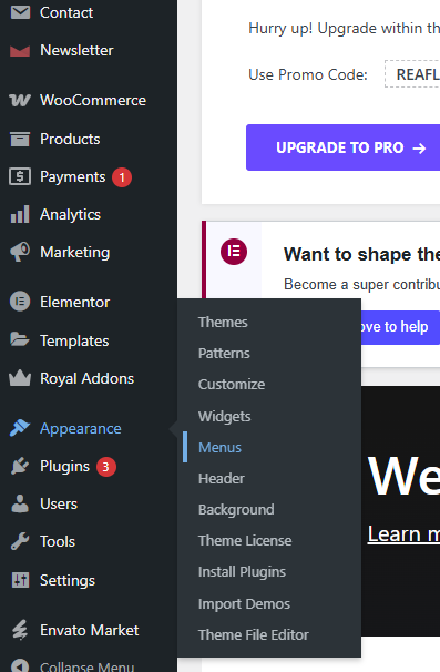 furnituretheme menu