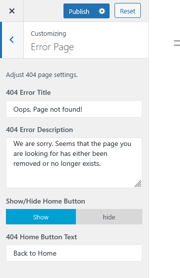 furnituretheme errorpage option